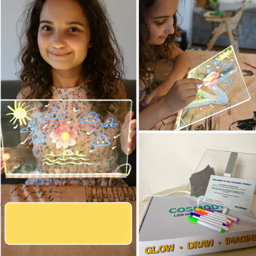 لوحة كتابة وإضاءة LED أكريلك شفافة – للرسم والكتابة اليومية، للمكتب والمنزل، للديكور والإضاءة الليلية